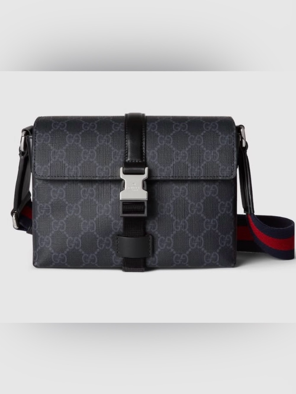 GUCCI Black GG Canvas Mini Messenger Bag